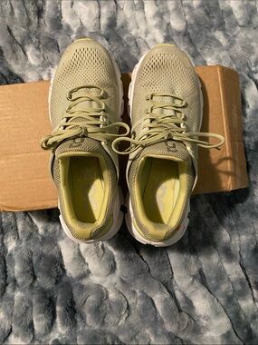 On Clouds Light Olive Women's Knit Sneakers - Comfortable Casual Shoe